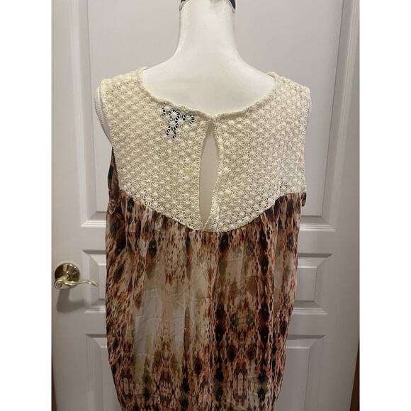 Sheer Crochet Top Sleeveless Shirt‎ Tank Large Flowy Fairy boho peasant western - Picture 3 of 8